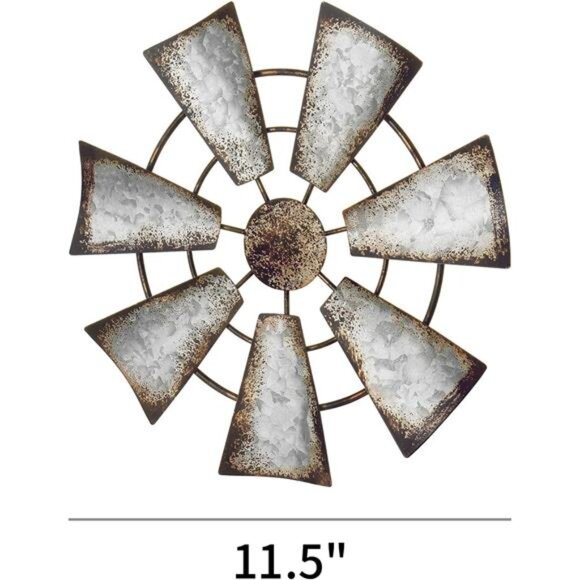 11.5" Small Farmhouse Windmill Wall Decor Rustic Iron Wall Hanging Decoration - Picture 6 of 8